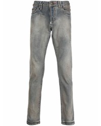 Philipp Plein Mid Rise Logo Embroidered Straight Leg Jeans