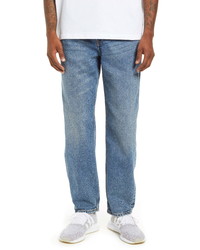 Topman Mid Wash Relaxed Fit Straight Leg Jeans