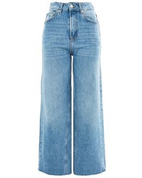 Topshop Moto Mid Blue Cropped Wide Leg Jeans