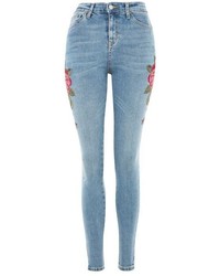 Topshop Moto Rose Embroidered Jamie Jeans