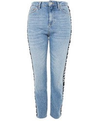 Topshop Moto Slogan Straight Leg Jeans