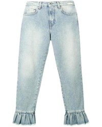MSGM Ruffle Trimmed Cropped Jeans