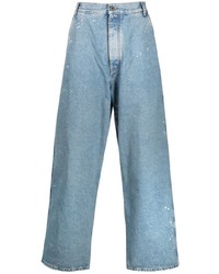 Off-White Paint Wide Leg Tapered Jeans