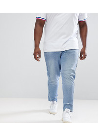 ASOS DESIGN Plus Skinny Twisted Seam Jeans In Light Wash Blue With Abrasions