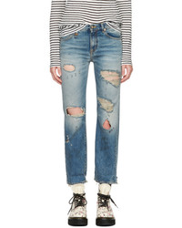 R 13 R13 Blue Shredded Bowie Jeans