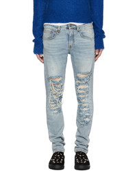 R 13 R13 Blue Slashed Boy Jeans
