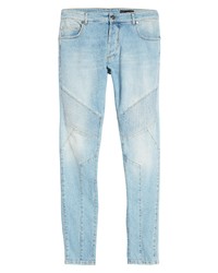 Balmain Ribbed Multicuts Slim Fit Jeans In 6fc