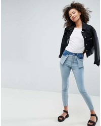 Asos Ridley High Waist Skinny With Inside Out Styling