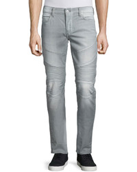 True Religion Rocco Overcast Moto Denim Jeans Faded Slate