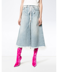 Off-White Rope Belt Blue High Waisted Culotte Jeans