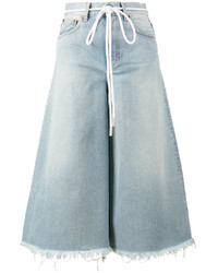 Off-White Rope Belt Blue High Waisted Culotte Jeans
