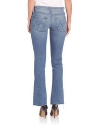 Mother Runaway Frayed Light Wash Flared Jeans