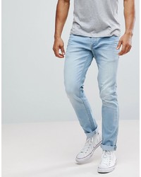 Solid Slim Fit Jeans With Light Blue Wash