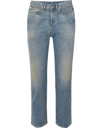 R13 Stove Pipe Distressed High Rise Straight Leg Jeans
