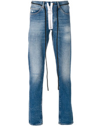Off-White String Tie Faded Jeans