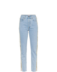 Palm Angels Tape Detail High Waisted Jeans