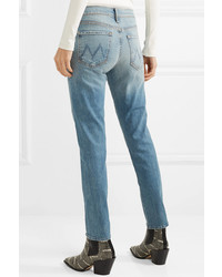 Mother The Ditcher Cropped Mid Rise Straight Leg Jeans