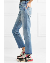 Balenciaga Twisted High Rise Straight Leg Jeans Blue