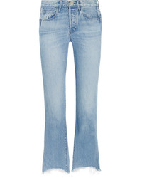 3x1 W4 Shelter Austin Frayed High Rise Straight Leg Jeans Mid Denim