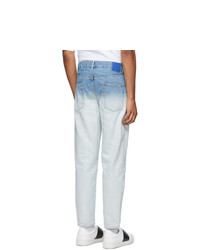 Marcelo Burlon County of Milan White And Blue Denim Gradient Jeans