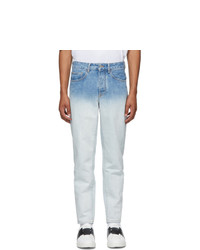 Marcelo Burlon County of Milan White And Blue Denim Gradient Jeans