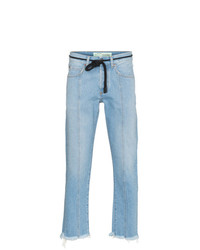 Off-White X Browns Diagonal Stripe Frayed Denim Jeans