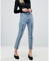 Monki Zip Front Straight Leg Jeans