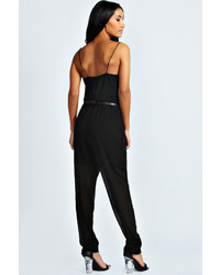 Boohoo Faith Chiffon Strappy Belted Jumpsuit