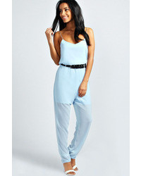 Boohoo Faith Chiffon Strappy Belted Jumpsuit