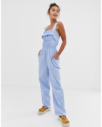 ASOS DESIGN Ruched Waist Jumpsuit With Top Stitch Detail