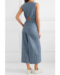 J.Crew Saron Cotton Chambray Jumpsuit Blue