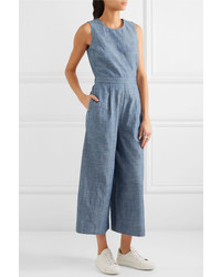 J.Crew Saron Cotton Chambray Jumpsuit Blue