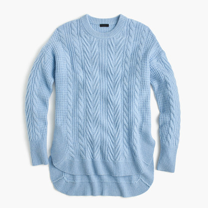 J.Crew Tunic Cable Knit Sweater, $98 | J.Crew | Lookastic