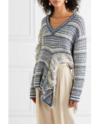 Stella McCartney Asymmetric Cutout Striped Knitted Sweater