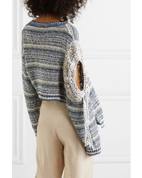 Stella McCartney Asymmetric Cutout Striped Knitted Sweater