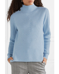 Veronica Beard Rama Ribbed Merino Wool And Cashmere Blend Turtleneck Sweater