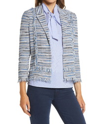 Ming Wang Stripe Tweed Knit Jacket