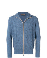 Light Blue Knit Zip Sweater
