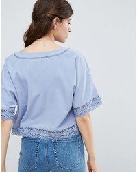 Asos Batwing Top With Cotton Lace Trim