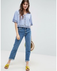 Asos Batwing Top With Cotton Lace Trim