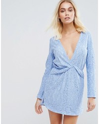 PrettyLittleThing Lace Twist Front Mini Dress