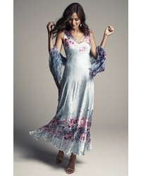 Komarov Corset Back Charmeuse Gown With Shawl