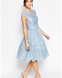 Chi Chi London Premium Lace Midi Prom Dress With Bardot Neck, $109
