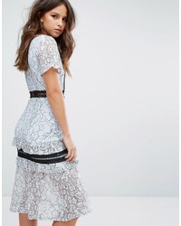 PrettyLittleThing Frill Sleeve Lace Midi Dress