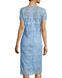 Nina Ricci Short Sleeve Lace Midi Dress Sky Blue