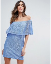 Light Blue Lace Off Shoulder Dress