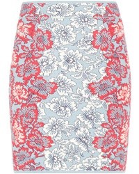 BCBGMAXAZRIA Pavel Lace Poppies Knit Jacquard Skirt