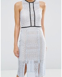 Asos Pencil Dress In Lace With Tipping