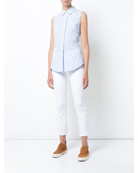 Derek Lam 10 Crosby Sleeveless Button Down Shirt With Lace Up Back