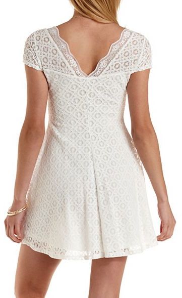 Charlotte Russe Cap Sleeve Lace Skater Dress, $26 | Charlotte Russe ...